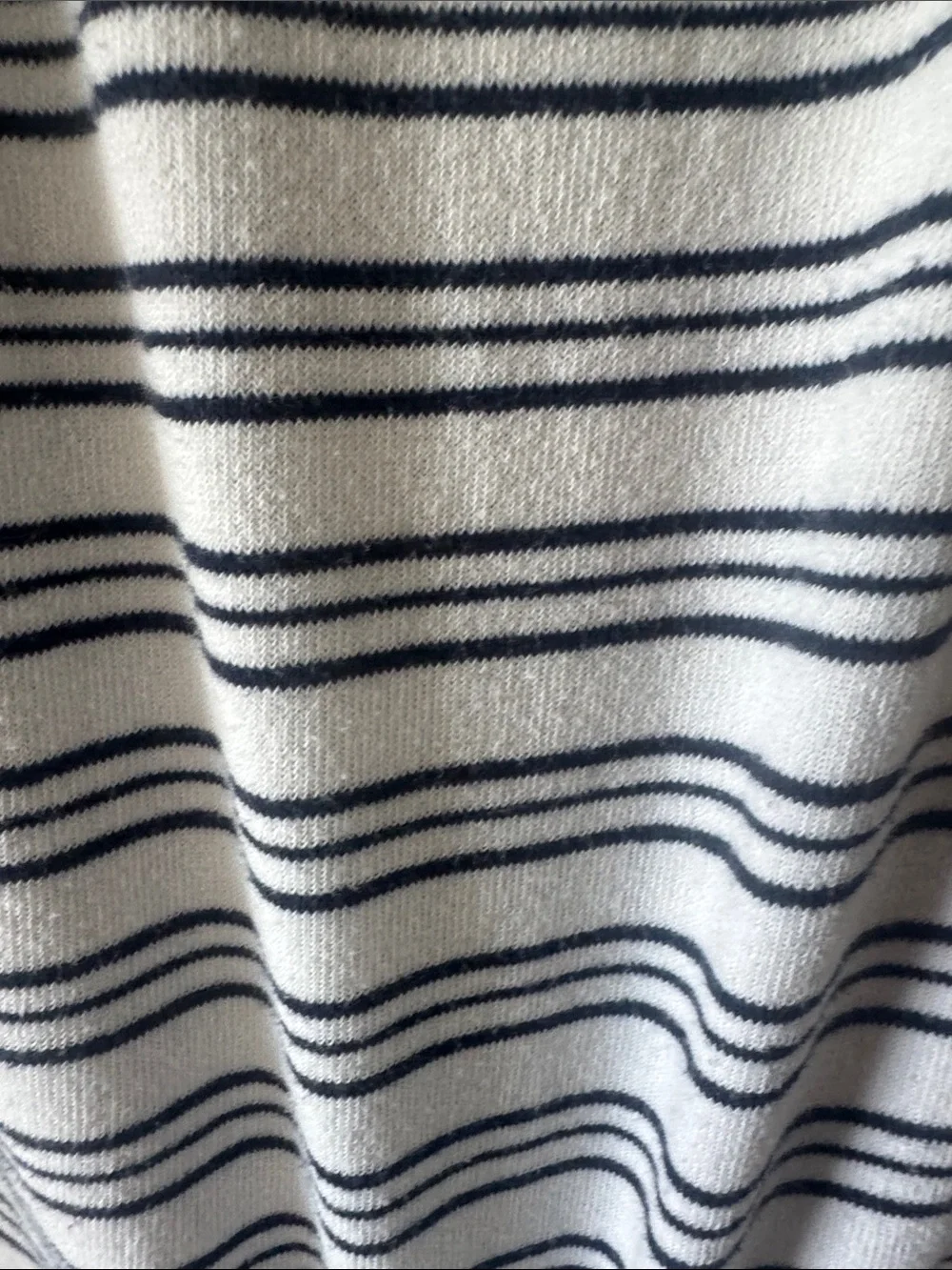 J. Crew Cream and Black Striped Crewneck Drawstring Hoodie Sweater